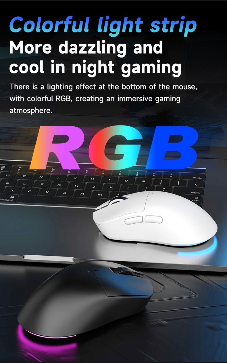 Mage Nj08 Tri-Mode Wireless Mouse, / Options, Ergonomic Design, Durable Build Quality, Ideal for Gaming & Office Use, Computer Gaming Mouse