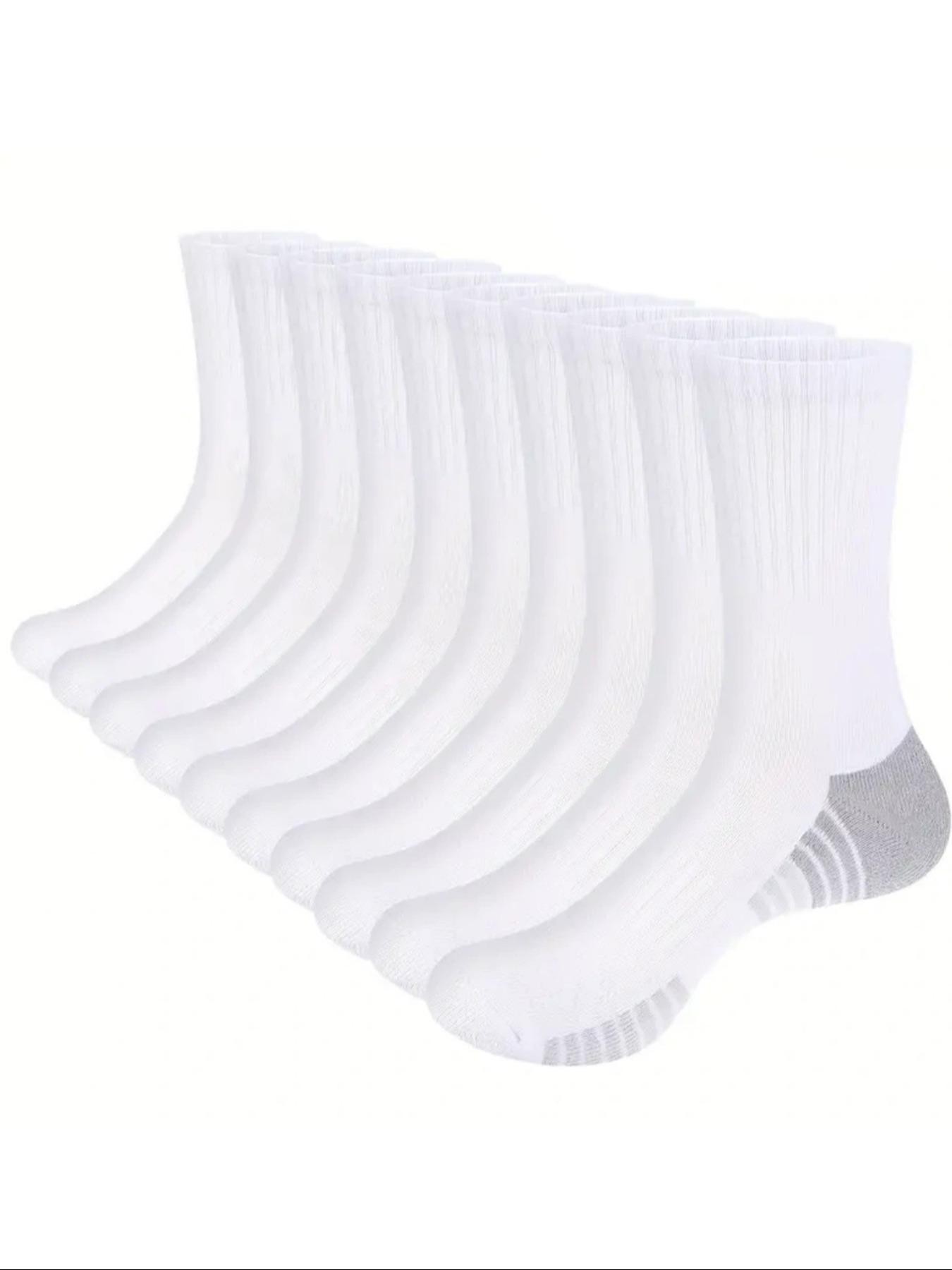 10 Pairs Men's Colorblock Crew Socks, Sporty Ankle Socks, Youth Basketball Socks, Unisex All-Season Casual Wear