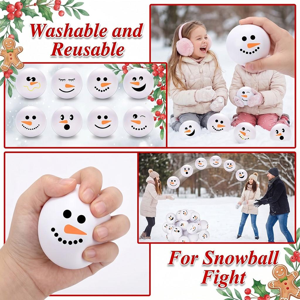 20pcs New 4cm PU Ball Christmas Snowflake Snowman Balls, Various Expressions, Holiday Decorations, Party Supplies, Gift Ideas