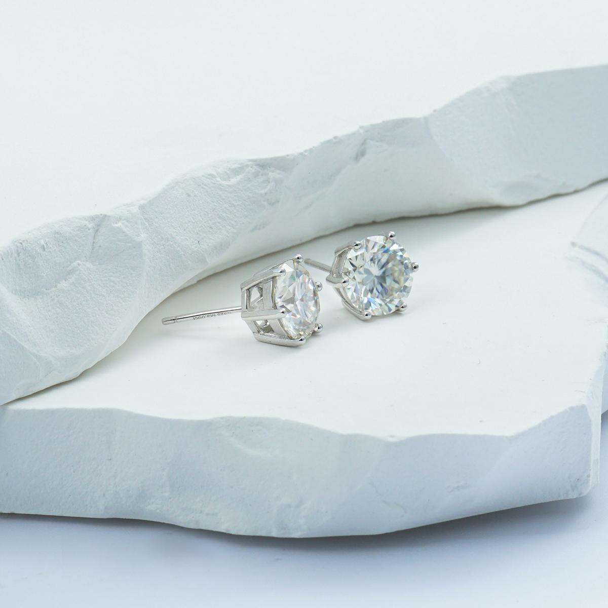 Delzzad S925 Six Prong Solitaire Earrings Round VVS Synthetic Moissanite Stud Earring Daily Costume Jewelry Accessories Perfect Birthday Wedding Anniversary Festive Gifts for Women Wedding Set Delzzad S925 Six Prong Solitaire Earrings Round VVS Synthetic Moissanite Stud Earring Daily Costume Jewelry Accessories Perfect Birthday Wedding Anniversary Festive Gifts for Women Wedding Set