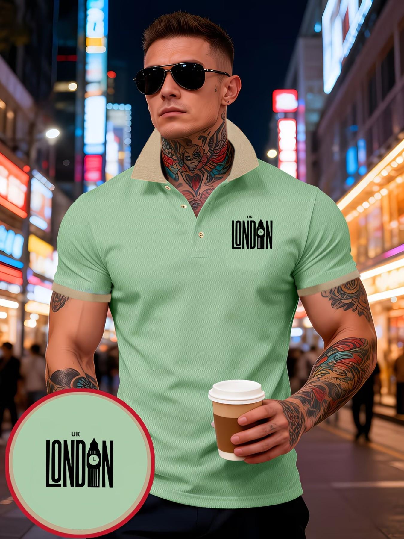 Men's Summer Trendy Colorblock Collared Short Sleeve Polo Shirt, Fashionable Slim Fit, Best Choice for Men, Stylish and Comfortable