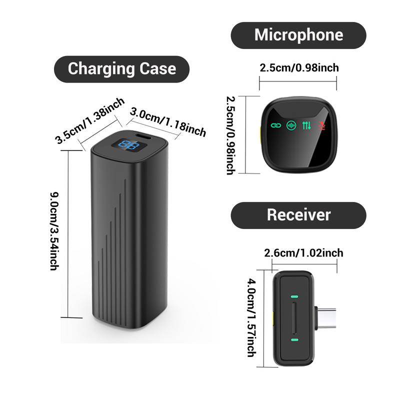 Wireless Lavalier Noise Canceling Mic with Charging Case, Noise-Cancelling, Rechargeable Battery, Magnetic Clip, Ideal for Video Recording & Podcasting