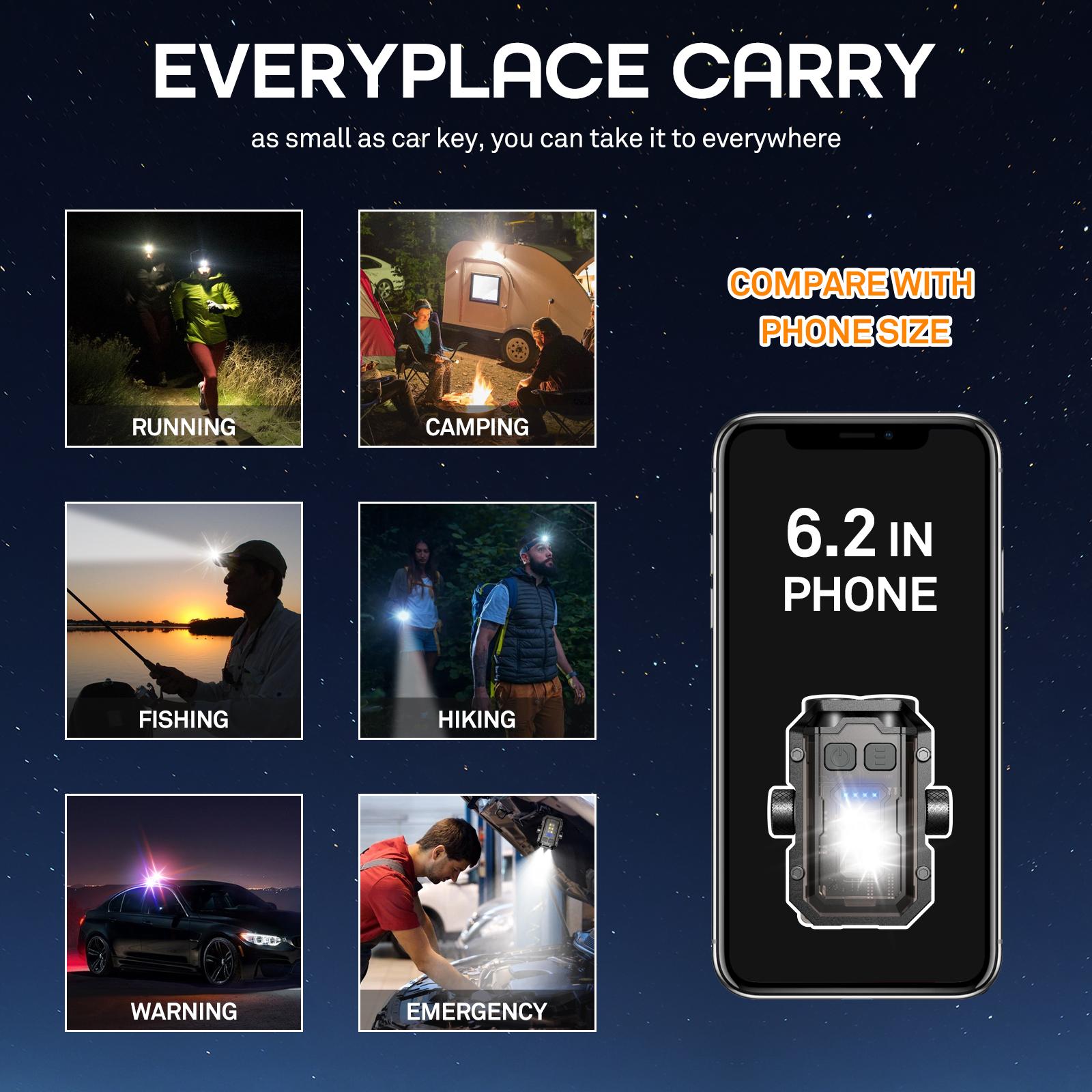 Mini Rechargeable Led Flashlight, Keychain Light for Bag, Work Light EDC Portable Torch, Waterproof, Camping Gadgets, Tactical Flashlight with Magnet