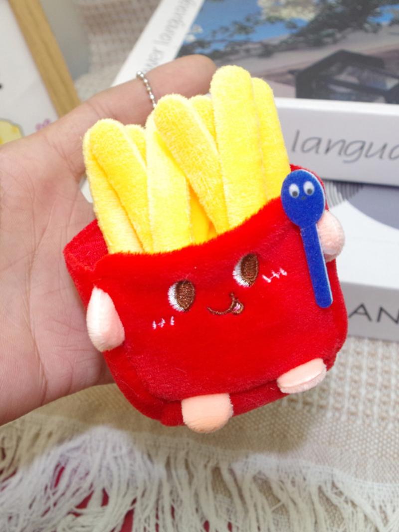 Realistic Burger French Fries Food Keychain Plush Toy, Cute Backpack Hanging Decoration, Student Bag Charm Accessory