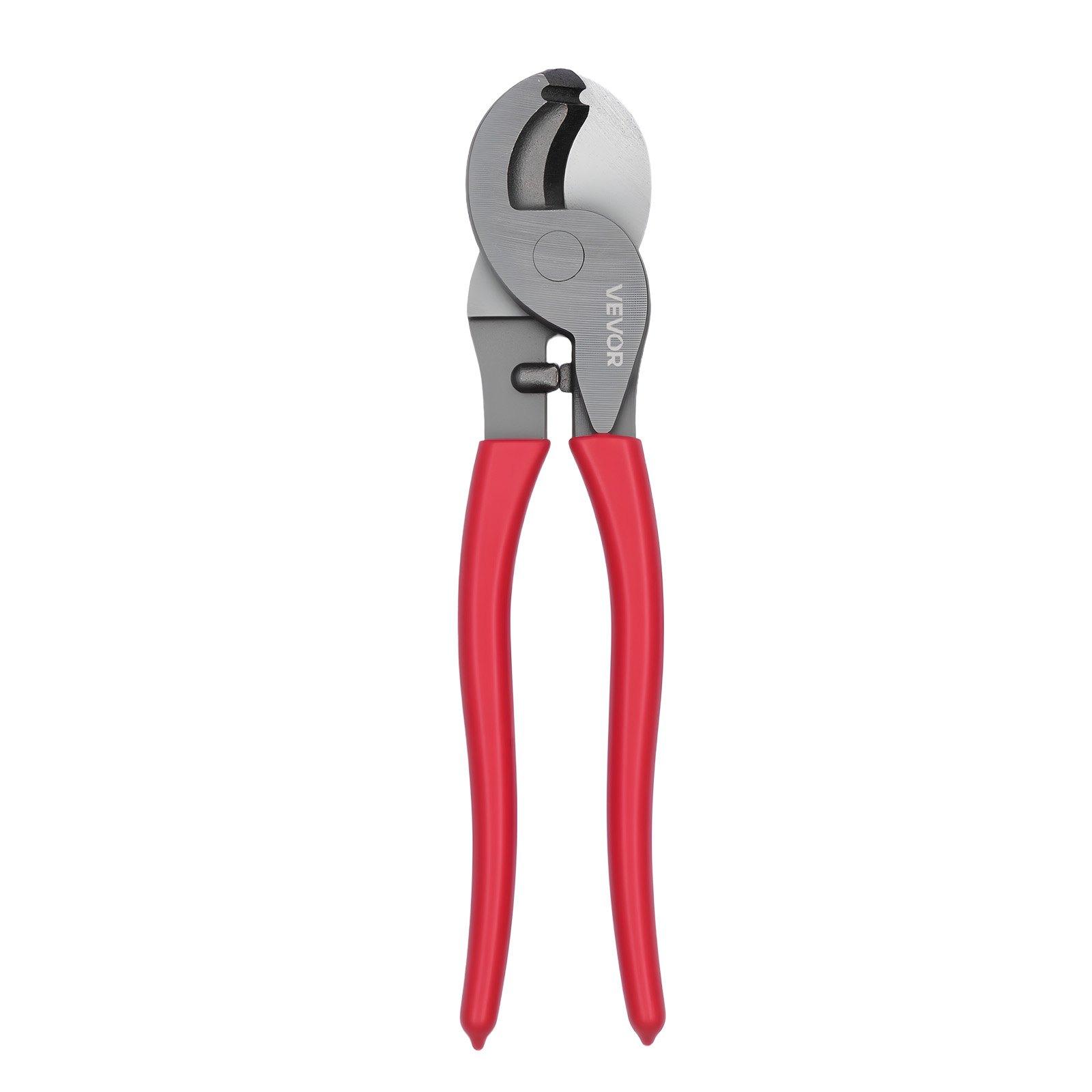 VEVOR High Leverage Cable Cutter, 9-1/4 in Compact Cutting Pliers, Forged Blades, PVC-Coated Handles, Heavy Duty Tool for 4/0 AWG Aluminum, 2/0 AWG Soft Copper, 100-Pair 24AWG Comm Cables, Pvc Handles
