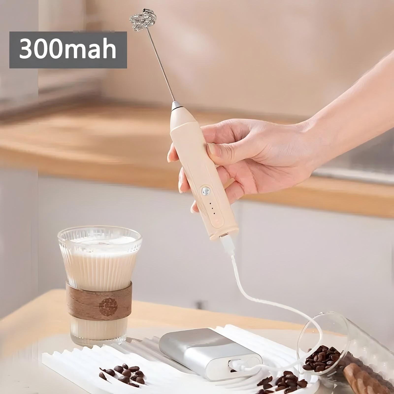 Electric Milk Frother, Handheld Electric Foam Maker, Stainless Steel Whisk Blender, Rechargeable for Coffee, Matcha, Latte, Cappuccino