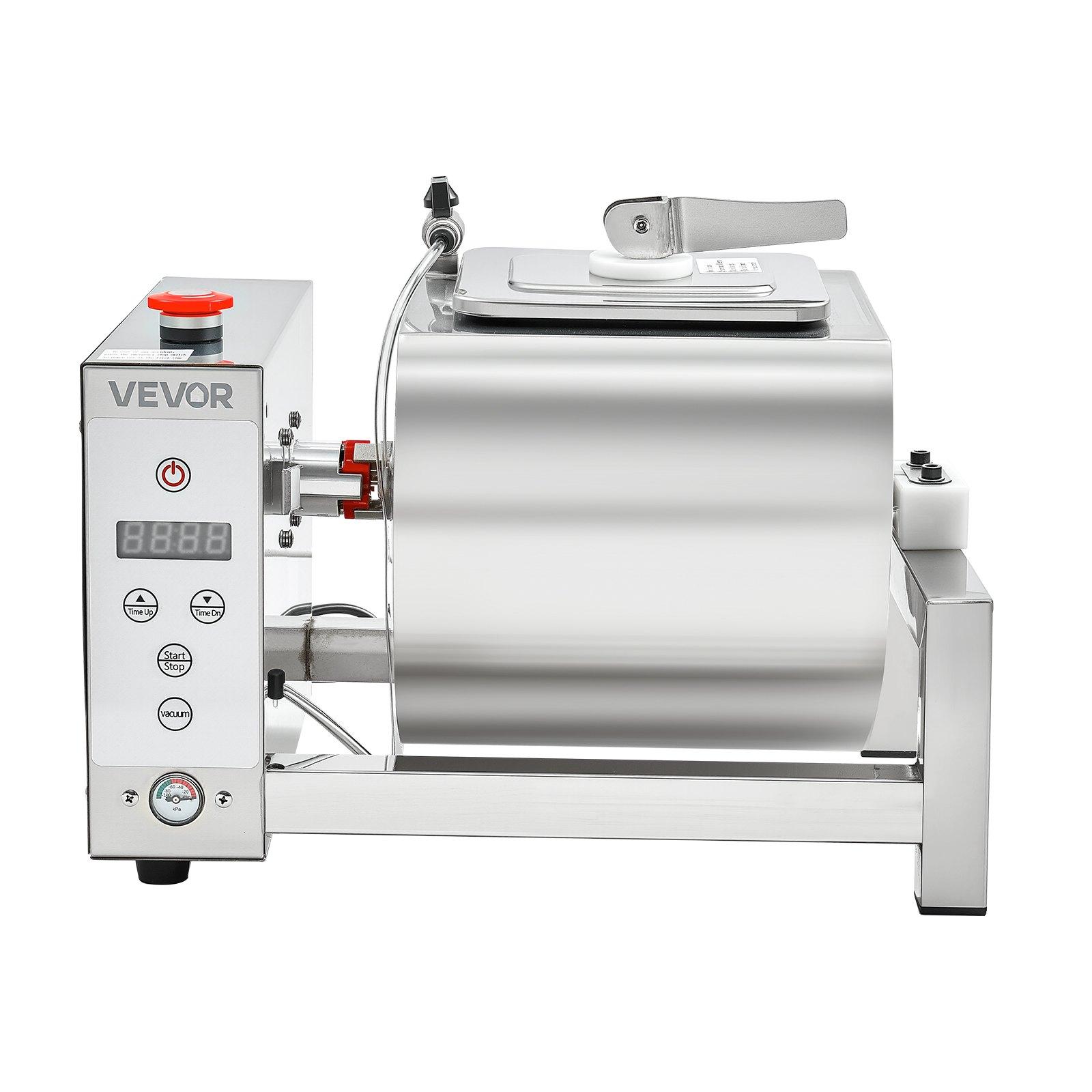 VEVOR Meat Tumbler Marinator, 10L Vacuum Tumbler Marinating Machine with Automatic Bidirectional Rotation, Stainless Steel Vacuum Curing Machine for Chicken Steak Pork, Home & Commercial Use