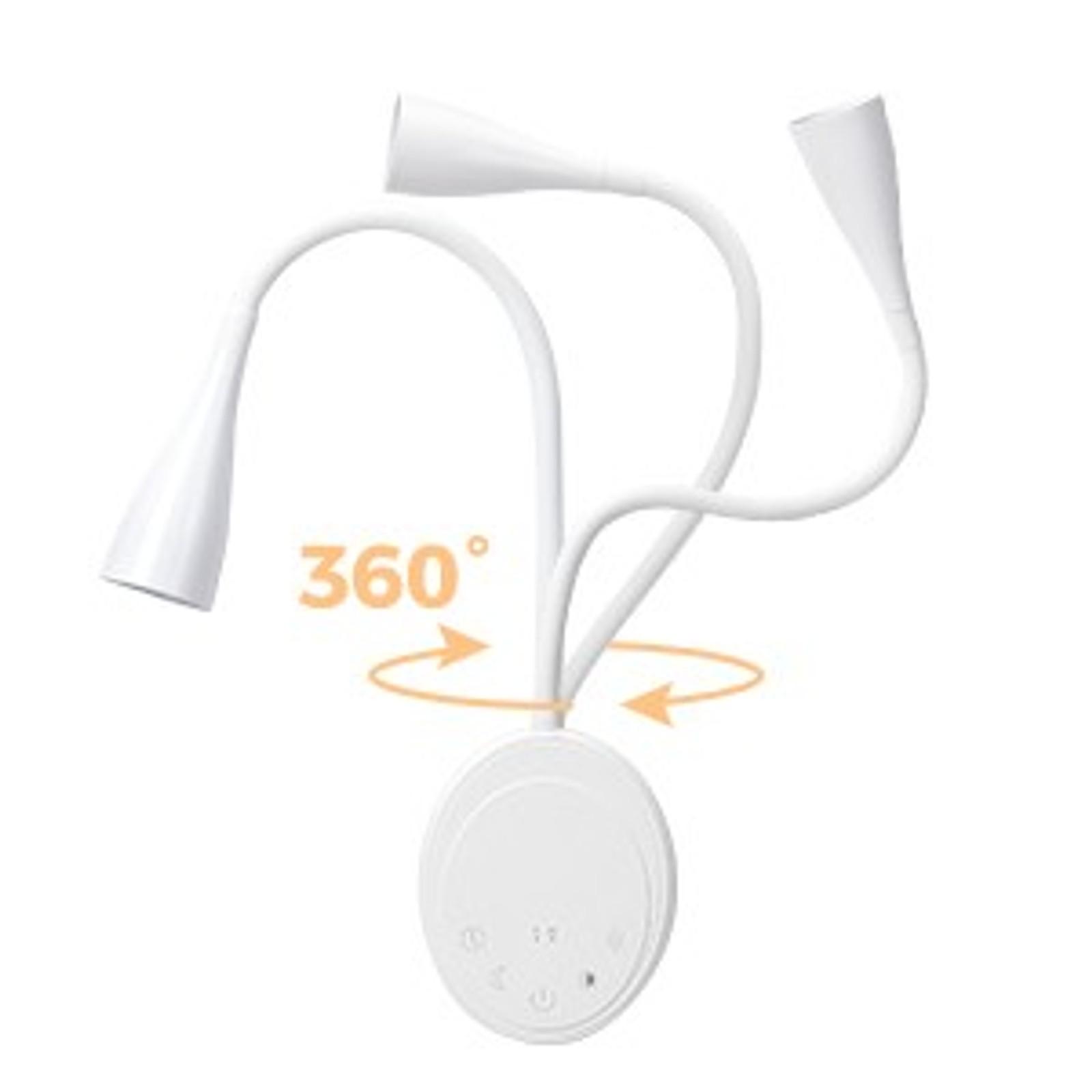 LED Wall Mounted Reading Light, Book Light for Reading in Bed with Touch Control, 5 Dimmable, USB Output, Night Light & Timers Function, Flexible Gooseneck Headboard Bed Lights (White)