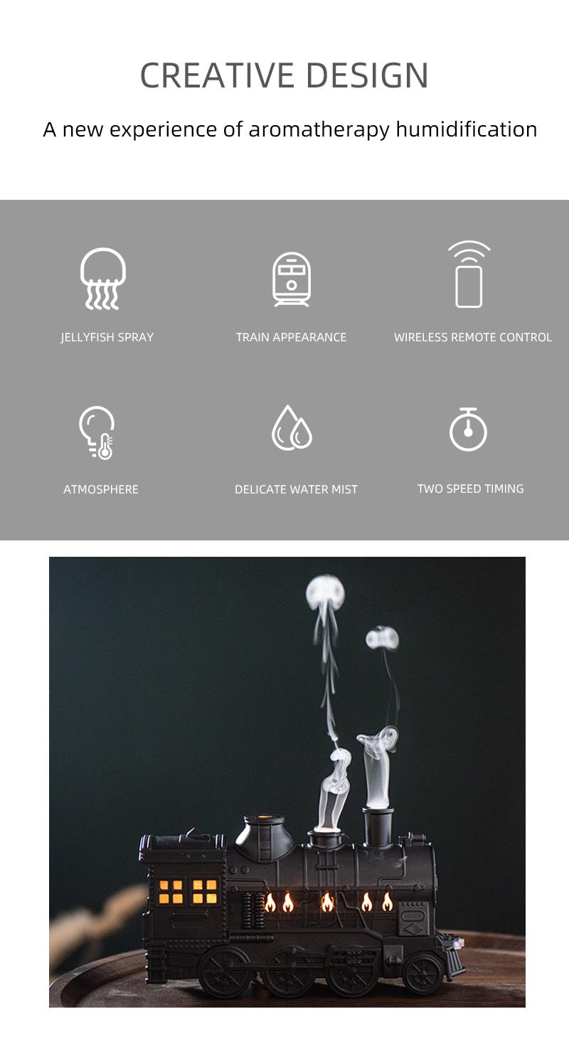 Aromatherapy Machine with Desktop Remote Control, Humidifier, Quiet and Cool Mist, Retro Design, Essential Oil Diffuser