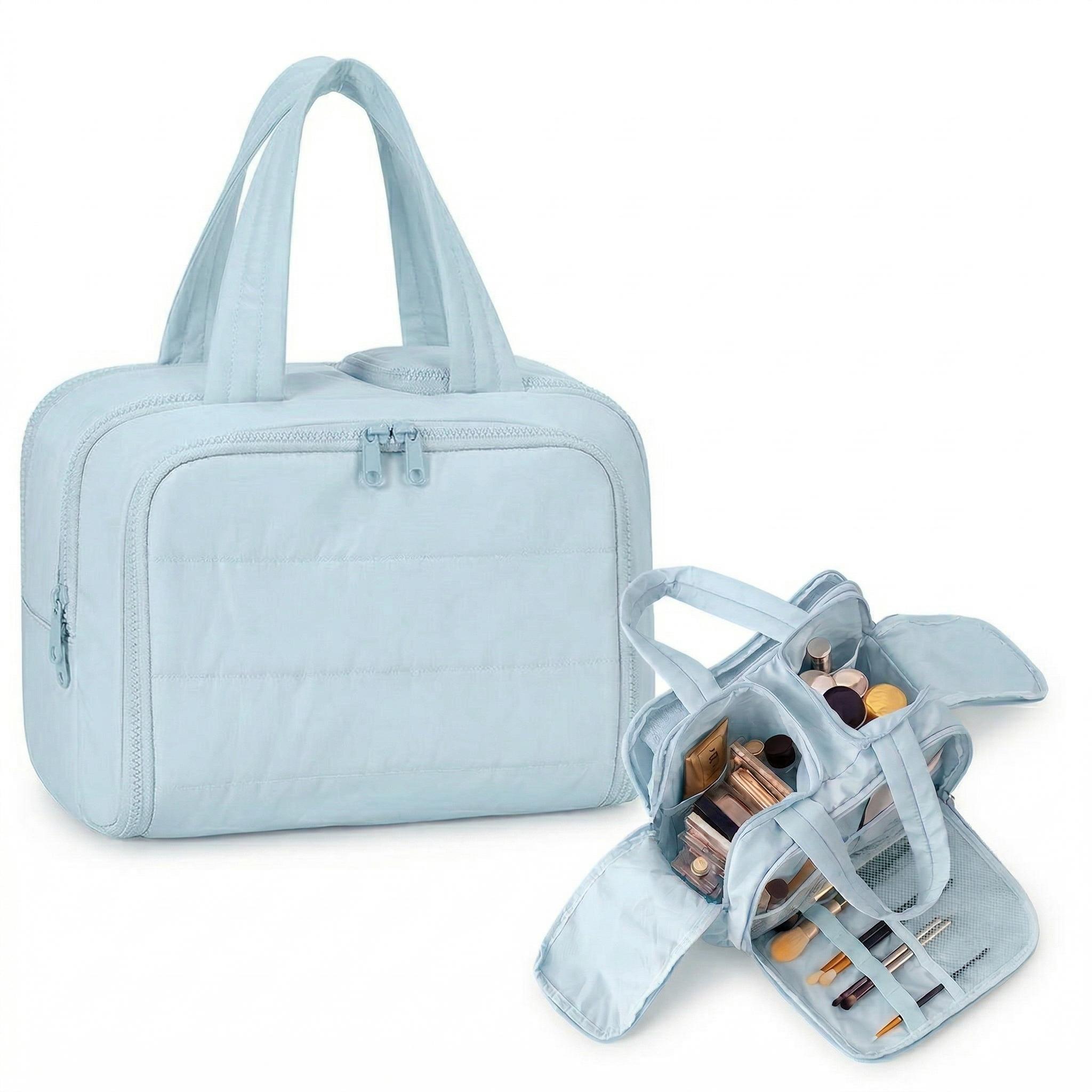 Large Capacity Quilted Toiletry Bag with 4 Multi-Compartments, Soft Padded Travel Cosmetic Organizer with Zip & Reinforced Handle, Aesthetic Makeup Pouch for Summer Use tiktokshopspringglowup Large Capacity Quilted Toiletry Bag with 4 Multi-Compartments, Soft Padded Travel Cosmetic Organizer with Zip & Reinforced Handle, Aesthetic Makeup Pouch for Summer Use tiktokshopspringglowup