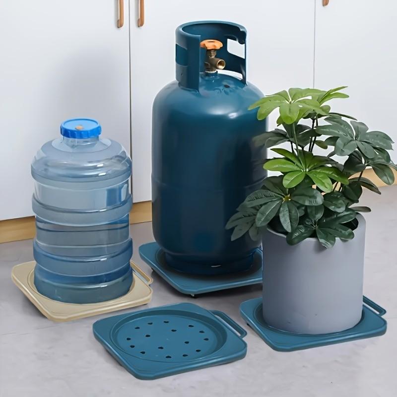 1 Pack Heavy-Duty Movable Propane Tank Base Dolly, Thickened Gas Cylinder Holder with Smooth Wheels & Drainage Holes, Multi-Purpose Rolling Stand for Kitchen LPG Tank, Flower Pot, Plant Tray & Home Storage, Fits Up to 12" Diameter