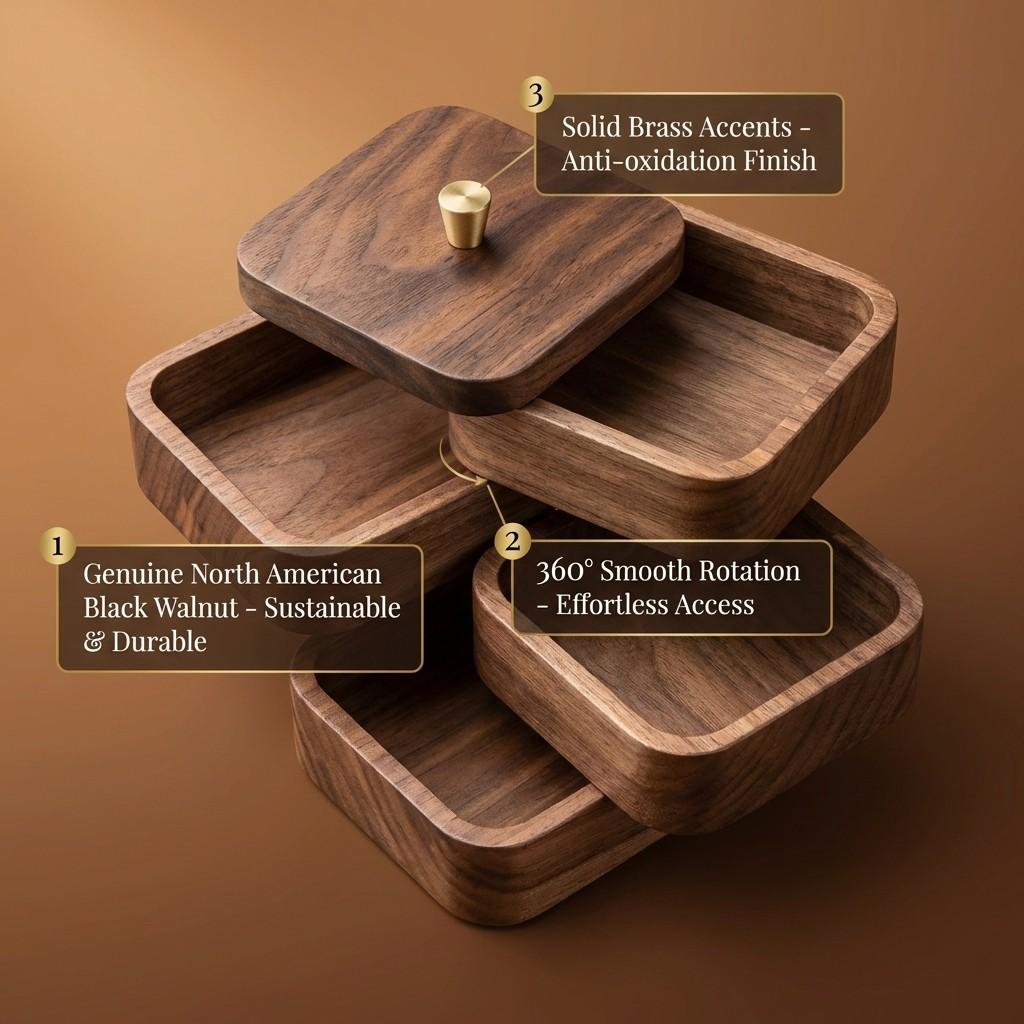 Three Layer Wooden Dental Floss Storage Box, Square Toothpick Container, 9.6*9.6*12cm, Ideal for Home and Restaurant Use