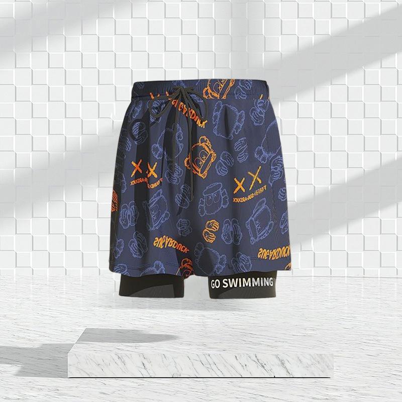 Swimwear men's loose quick drying embarrassing prevention men's flat angle swimming pants swimsuit suit Beachwear hot spring swimming equipment