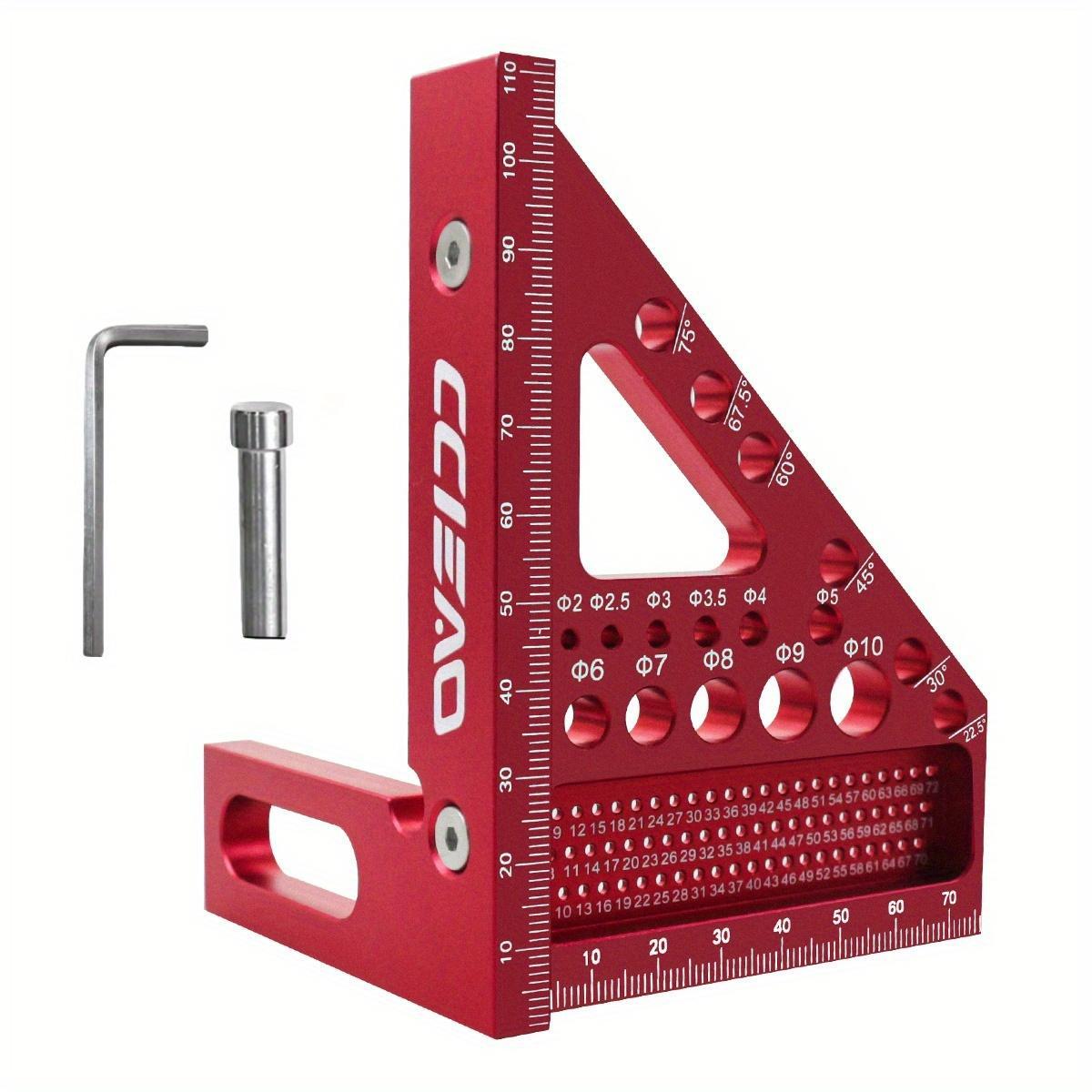 3D Multi Angle Triangle Ruler with Positioning Pin, Metric & Imperial 22.5-90°, Ideal for Woodworking, Construction, DIY Crafts, Woodworking Square Protractor