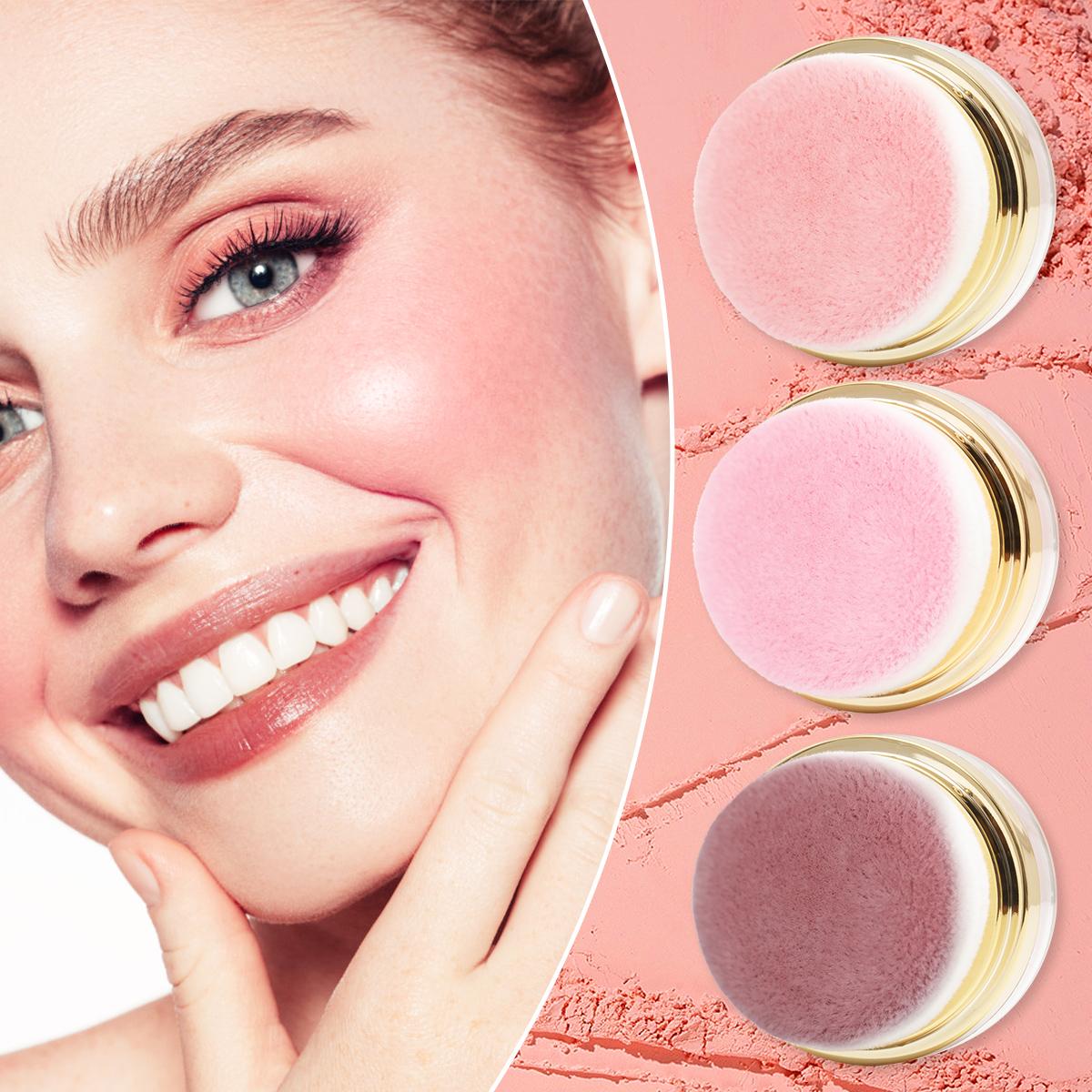 ROSE Three-Color Blush, Including Coral Red, Peach Pink, Frostbitten Red, Turns You Into a Vitality Girl, Suitable For Daily Makeup, Fully Shows Feminine Softness, Holiday Gift, Halloween Gift, Christmas Gift, For Mom And Girlfriend, Compact And Exquisite