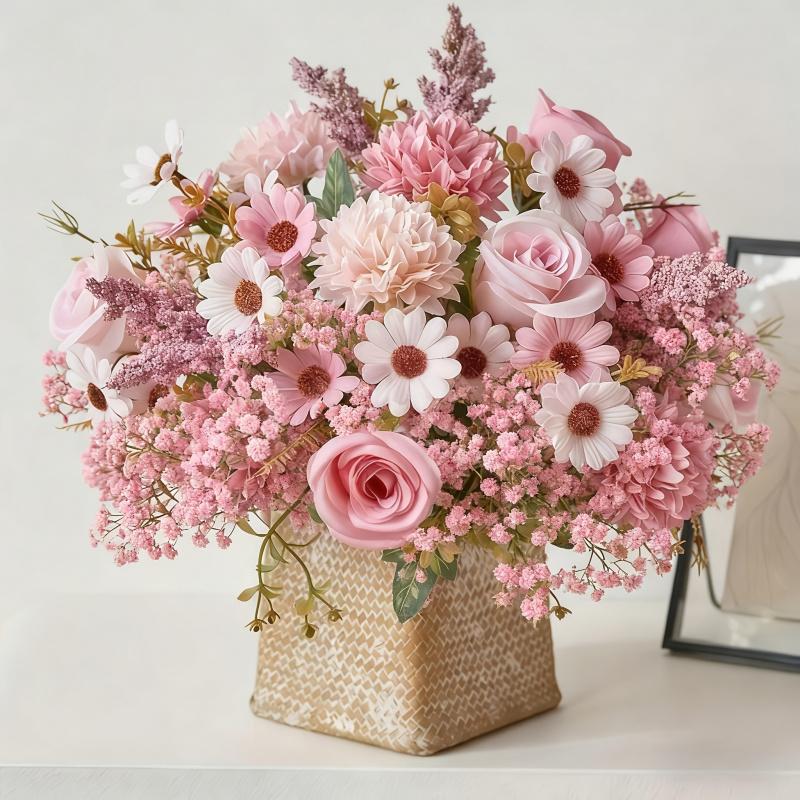 Artificial Peony Bouquet including buds Full-size bouquet, suitable for weddings, birthdays, anniversaries, Valentine's Day/Mother's Day, plastic peony table decoration, no maintenance required