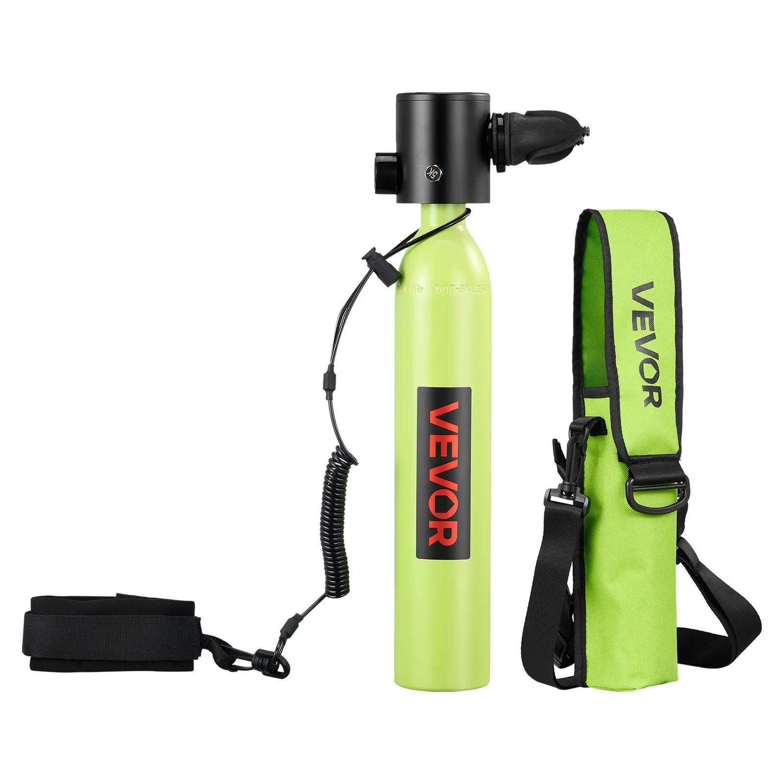 VEVOR 0.5L Mini Scuba Tank, Portable Reusable Diving Cylinder for Underwater Breathing, 10-Minute Dive Time Emergency Dive Pony Bottle with Bag + Lanyard for Snorkeling