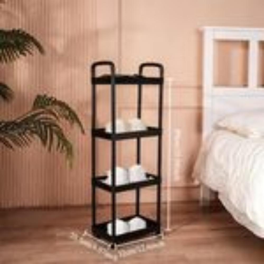 Multi-layer multi-functional trolley, multi-functional storage rack, Display storage rack, movable trolley, movable shelf, 4 universal wheels, suitable for kitchen, bathroom, multi-scene use, made of plastic, cannot place heavy objects