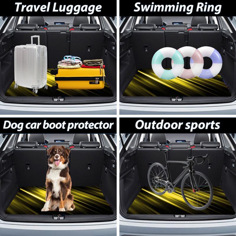 1 PC Yellow Light Speed Cool and Stylish Personalized Sports Car Trunk Pad, Dirt and Wear Resistant and Easy to Clean Interior Protection Trunk Pad, Durable Polyester Floor Pad, Car Trunk Pad.