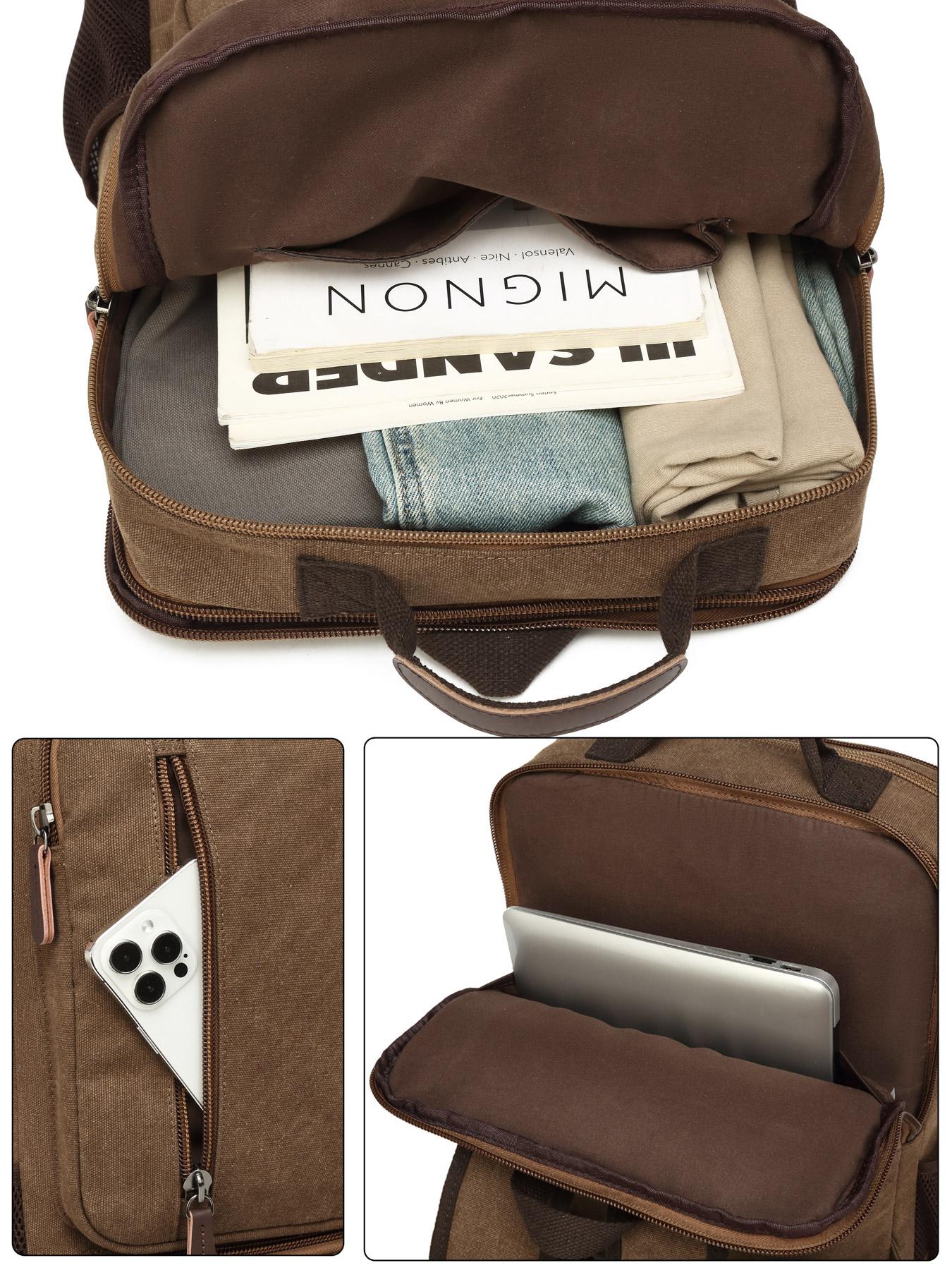 Canvas, Large Capacity, Multiple Pockets, Durable Design, Suitable for Students and Daily Use, Casual Style, Backpack for School