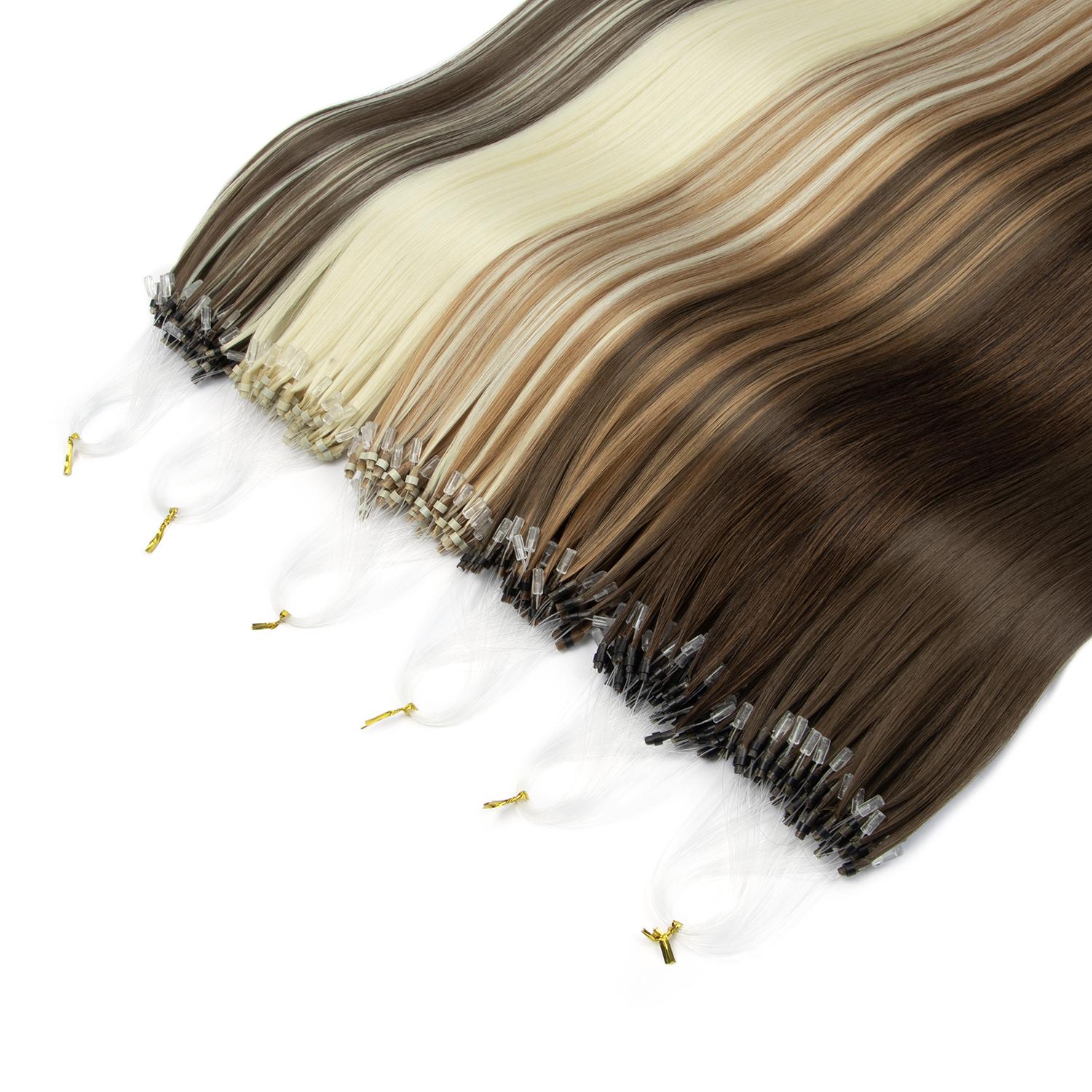 50 Strands Micro Beads Hair Extensions, 20inch Natural Straight Hair, 12 Colors, Add Volume & Length, Synthetic Hair for Women