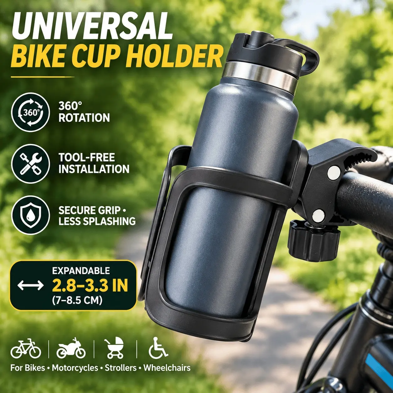 Single-Piece Non-Slip Bottle Holder, 4cm, Made for Holding Drink Bottles, PVC