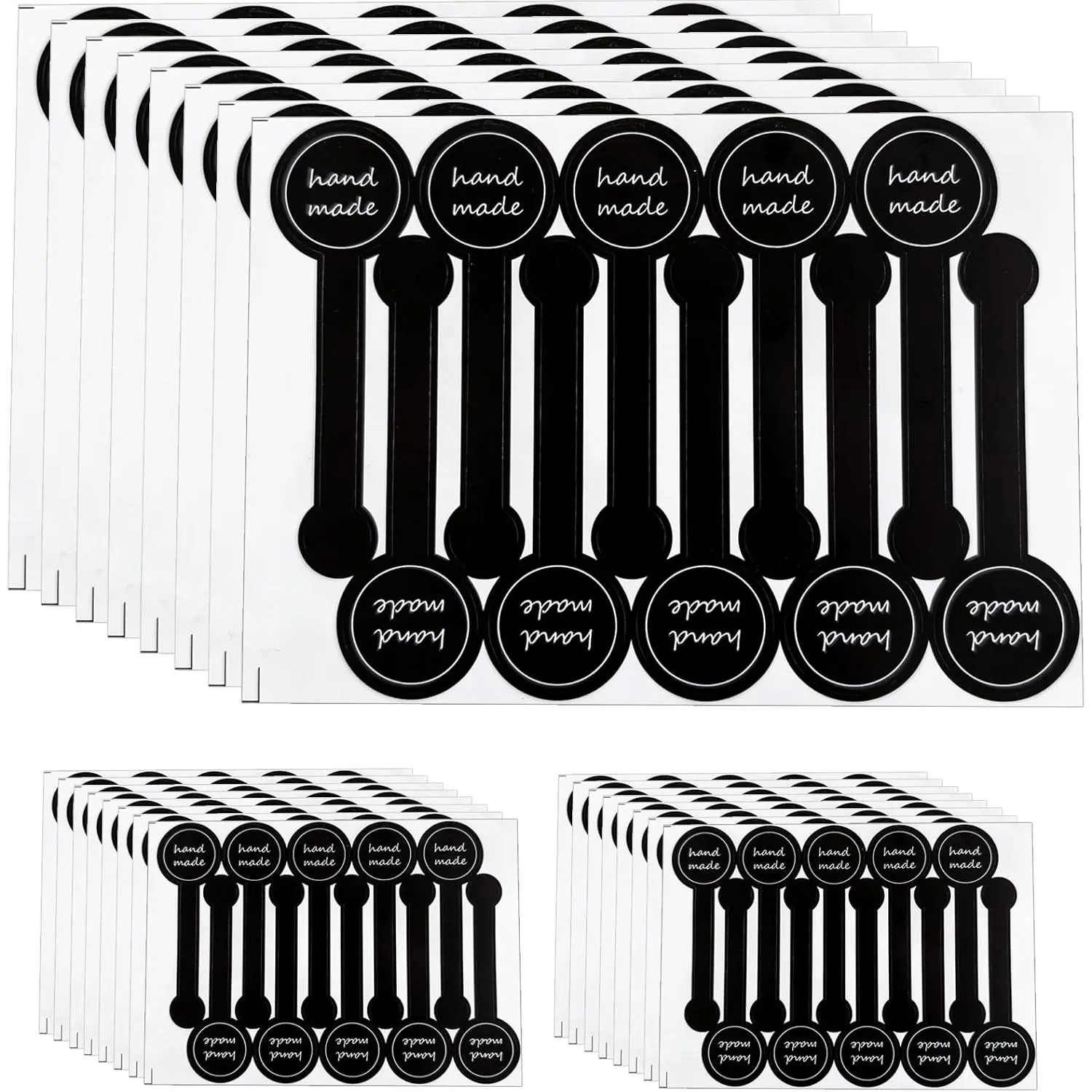 300 Pcs Handmade Food Baking Label Stickers - Black Striped Long Label Packaging Lollipop Sealing Labels Tamper-Proof Stickers for Artisan Bakery Craft Art and Other Decorative Labels