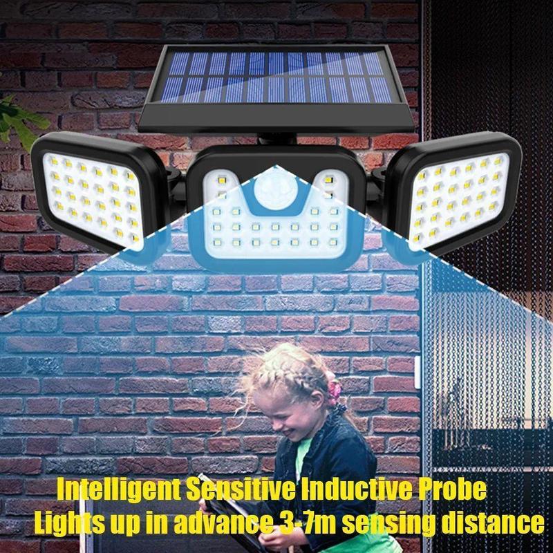 Solar Outdoor Lights Security Lights with Remote Control,3 Heads Motion Sensor Lights, IP65 Waterproof,270° Wide Angle Flood Wall Lights with 3 Modes，TikTokShopBlackFriday