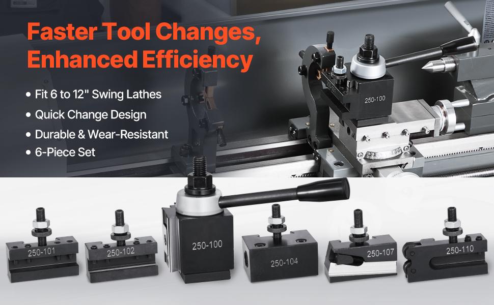VEVOR Quick Change Tool Post Set, 6 Pcs, Includes Lathe Tool Holders, Piston Type Tool Post with Turning Tool Holder Accessories, Fit for Mini Lathe Metal Lathe 6-12 Swing, Durable Steel Material VEVOR Quick Change Tool Post Set, 6 Pcs, Includes Lathe Tool Holders, Piston Type Tool Post with Turning Tool Holder Accessories, Fit for Mini Lathe Metal Lathe 6-12 Swing, Durable Steel Material