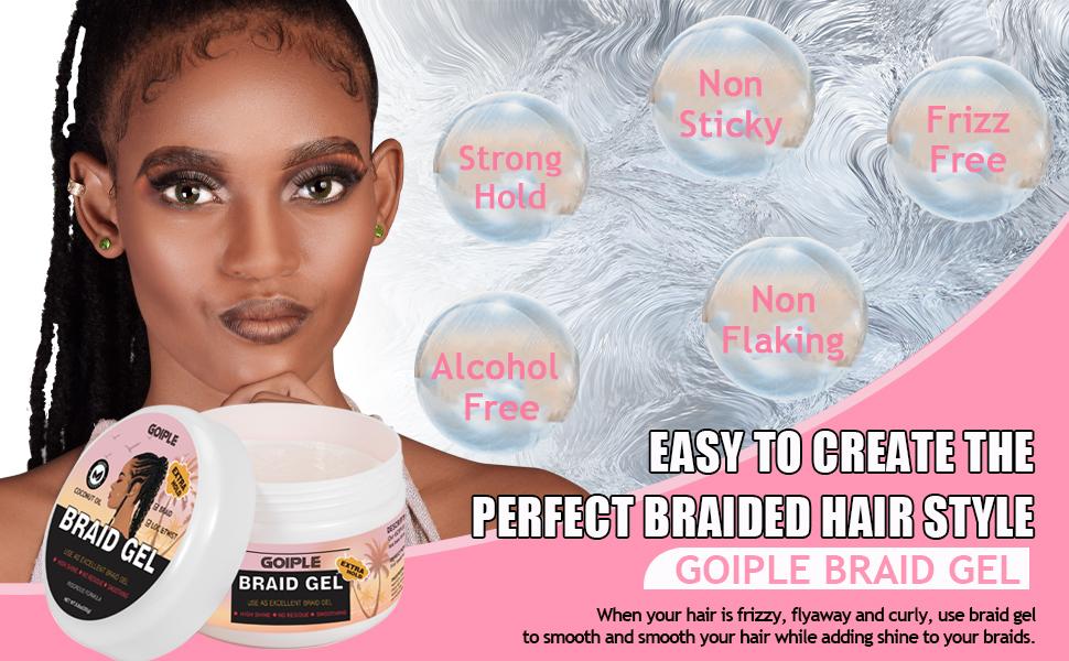 Strawberry Flower Braid Gel 8.8oz - Extra Hold for Twist, Locs, Cornrows, Smooth Frizz, No Flake, Long Lasting  Hair Care High Shine Coconut Oil Haircare