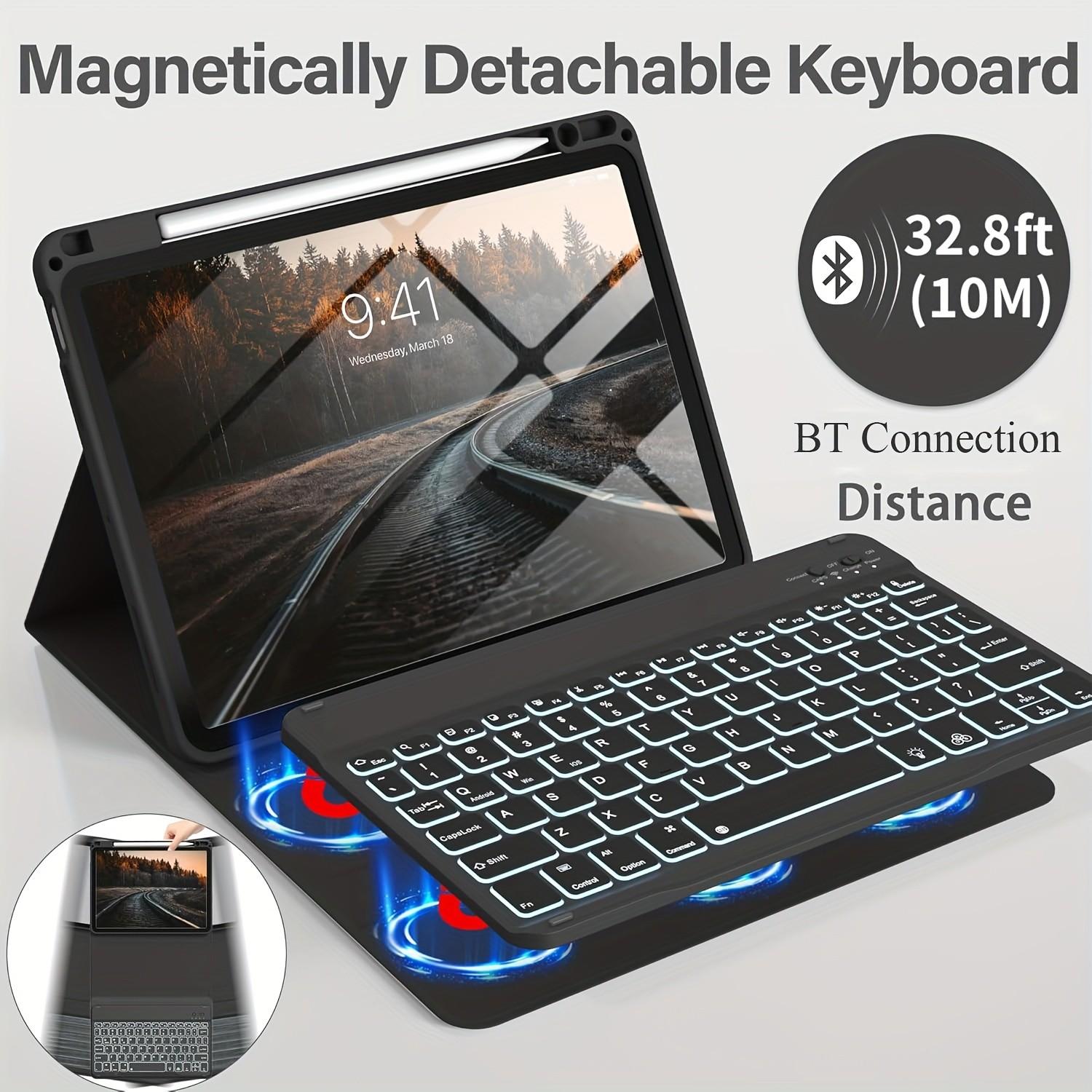 Bluetooth-compatible Keyboard Case for 10th Gen iPad, RGB Backlit Keyboard, Slim Stand Protector, Pen Slot, Shell, Compatible with A16 iPad (2022)