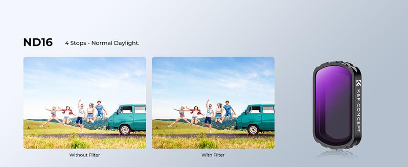 【K&F CONCEPT】Magnetic ND Filter Kit for DJI Osmo Pocket 3 Creator Combo -4-Pack (ND4+ND8+ND16+ND32), Optical Glass/HD/Multi-Coated Filters