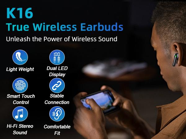 True Wireless Earbuds – CVC Noise Cancelling, Touch Control, IPX5 Sweat-Proof, 4.5g Ultra-Light Design Audio Bluetooth noise cancelling headphones