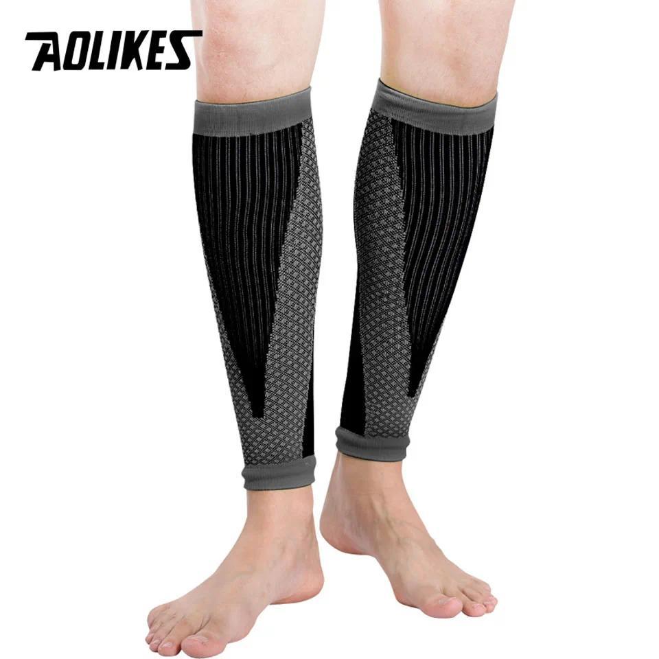 AOLIKES 1 Pair Shin Guards Soccer Football Protective Leg Calf Compression Sleeves Cycling Running Sports Safety shinguards