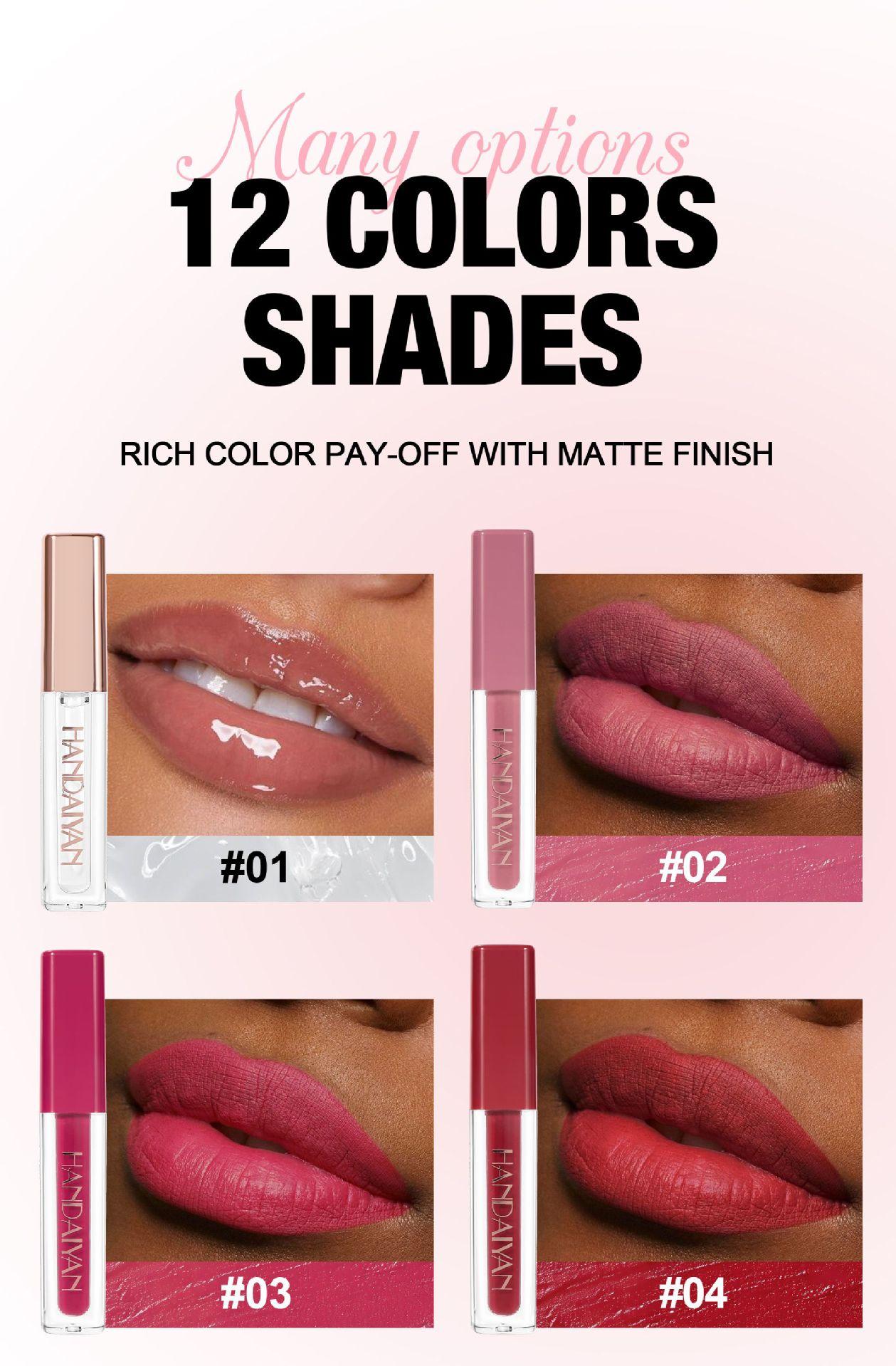 HANDAIYAN 12 Pcs Matte Liquid Lipstick Book Gift Set - Long Lasting Waterproof Velvet Lip Gloss Pack for Women