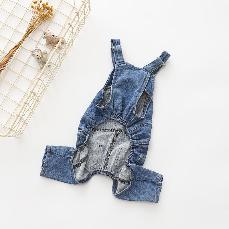Vintage Denim Dog Jumpsuits - Washed, Stretchy, Skin-Friendly Overalls with Adjustable Straps, Free Movement Design, 1-Piece Suspender Pants for Small-Medium Dogs’ Daily Walking