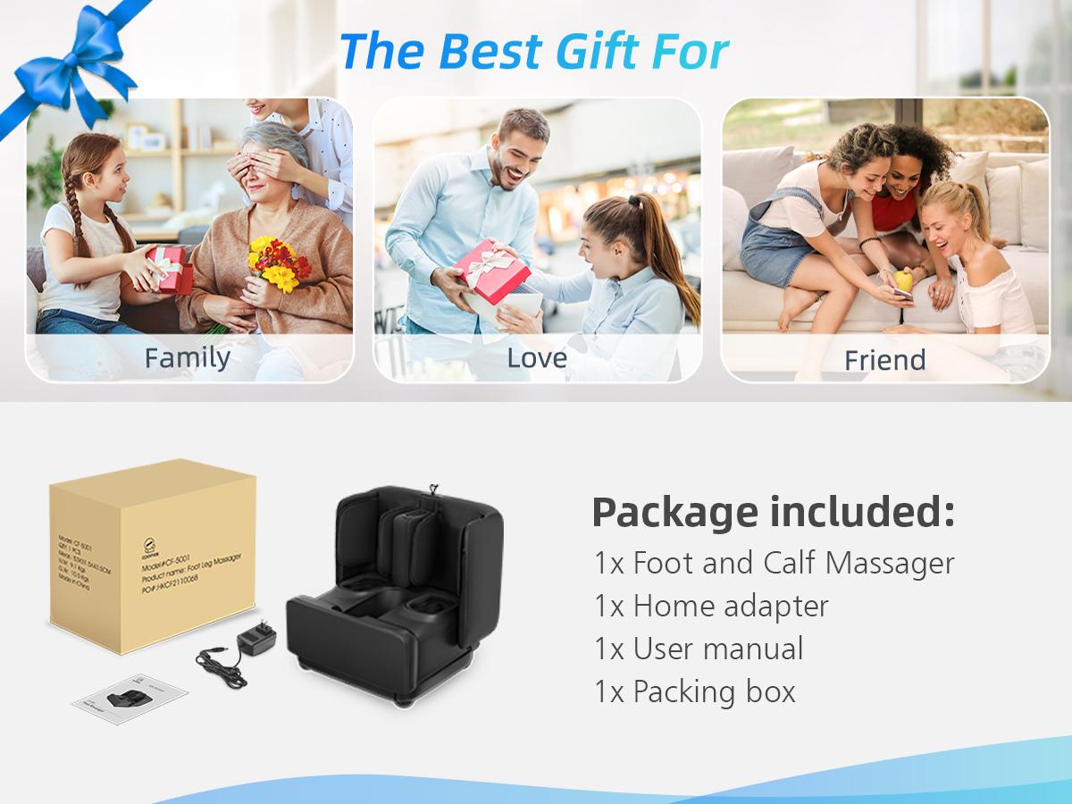 COMFIER 2 in 1 Foot Massager Machine & Ottoman Rest,Shiatsu Foot and Calf Massager with Heat,Kneading,Vibration,Massagers for Feet,Ankle,Leg