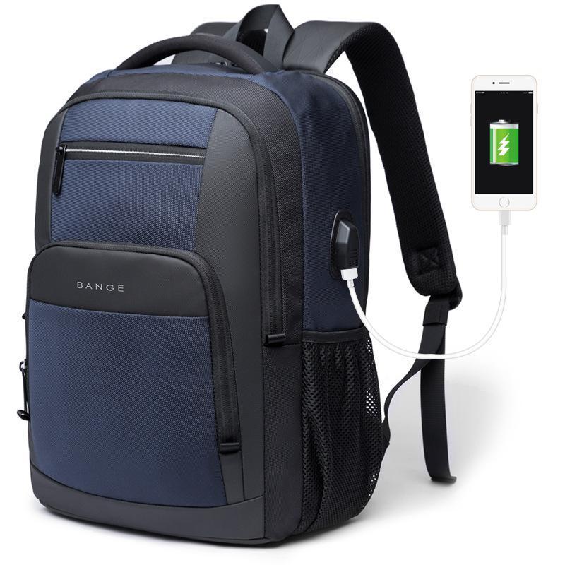 BANGE Lightweight 15.6in Laptop Backpack for Men, Waterproof with USB Charge Port, Multifunctional for Travel & Hiking, Fits Computers & School Use