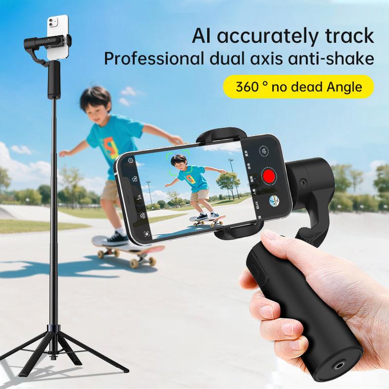 Dual-Axis Ai Face Recognition Gimbal with Tripod Stand, Phone Stabilizer, Handheld Gimbal, 360° Follow Focus, Anti-Shake, Videography Equipment, Christmas Gift