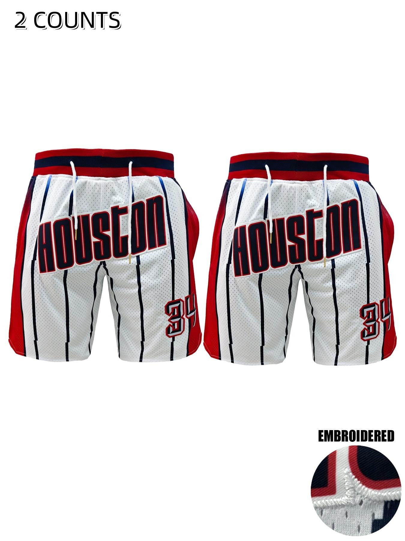 Men's Letter & Number Embroidery Basketball Shorts, Casual Comfy Breathable Athletic Shorts for Summer, Men's Bottoms for Daily Wear, Athleisure Style Bottoms