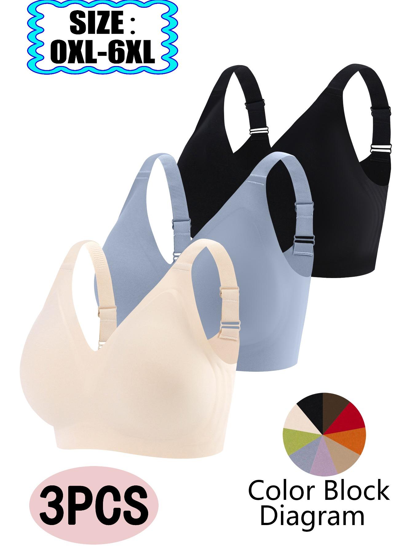 【Plus Size】 Solid Color Wireless Bra, Strappy Bra, Adjustable Strap Push Up Bra, Soft Comfy Breathable Lingerie for Daily Wear