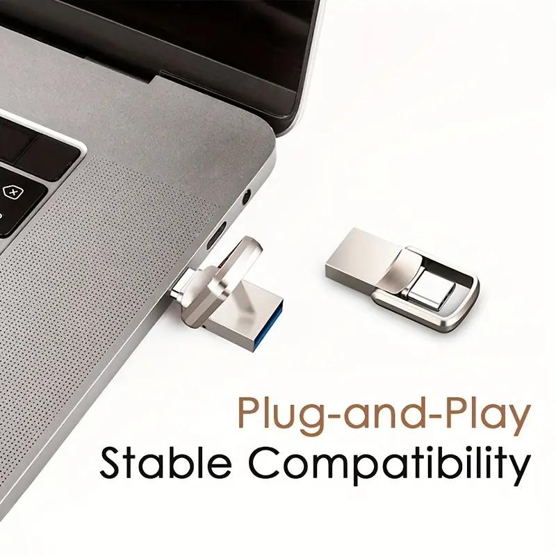 Dual Interface High-Speed Mini USB 2.0 Flash Drive, USB Flash Drives, 128GB/100GB/64GB/32GB Options, Portable for Computer, Mac, Smartphone, Tablet, Type-C/USB Portable Pen Drive, New MacBook, High-Speed USB Memory Stick Without Battery