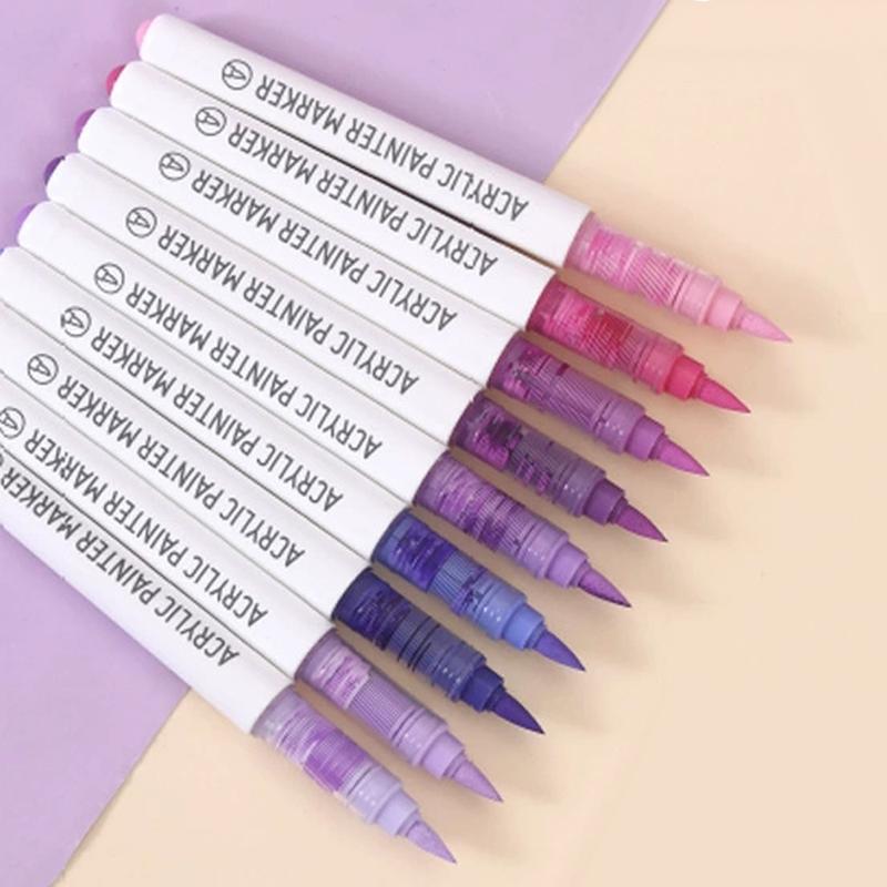 Gradient Color Marker Pen, 9 Counts/set Liquid Acrylic Marker Pen, Student Colored Graffiti Painting Coloring Pen, Art Supplies