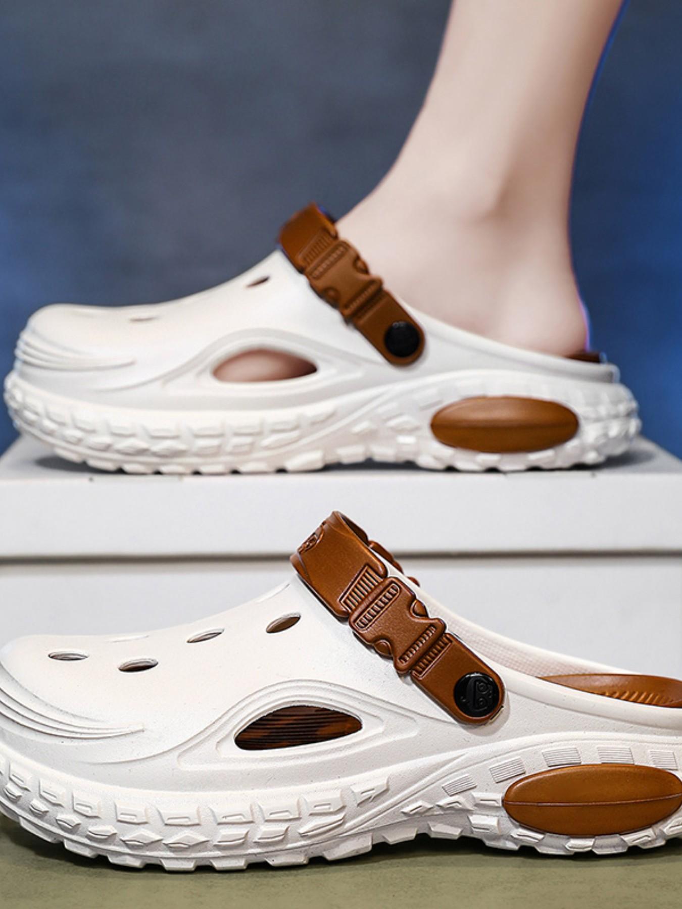 Large Size Couple Holey Shoes, Loose Thick Sole Sandals, Outdoor Wear, Extra Wide Durable Slippers, Beach Shoes, Comfortable Footwear