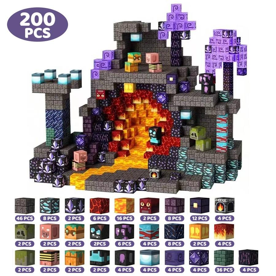 100/200pcs Magnetic Building Blocks Set, Stem Educational Toy for Kids, Creative Playset for Ages 3+, Random Colors