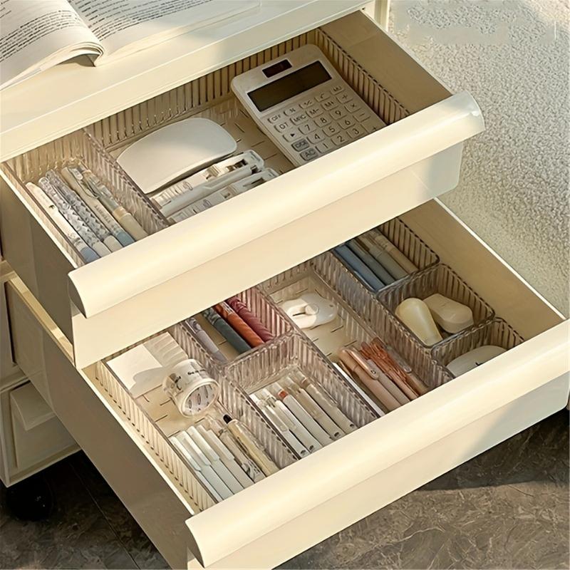 Stackable Acrylic Drawer Organizer - Adjustable Divider Trays for Cosmetics, Modular Makeup Storage Box