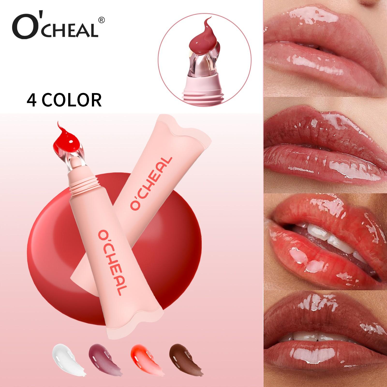 Set of 4 Liquid Hydrating Lip Gloss Essence Moisturizing Lip Oil Non-Sticky Cupcake Lips Plumping Lip Balm Makeup