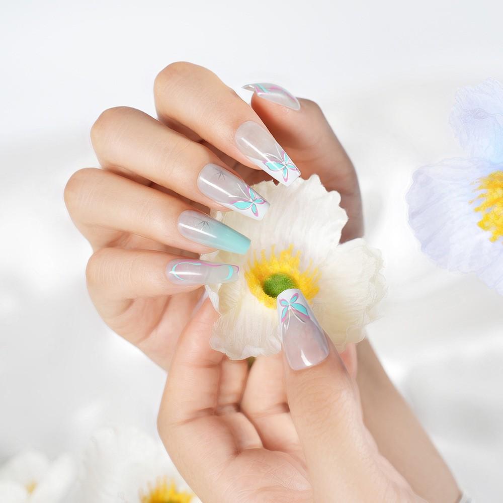 12pcs Detachable Nail Art Stickers, Innovative Butterfly Design, Gradient Color Series, Fashionable Nail Accessories, Easy to Apply