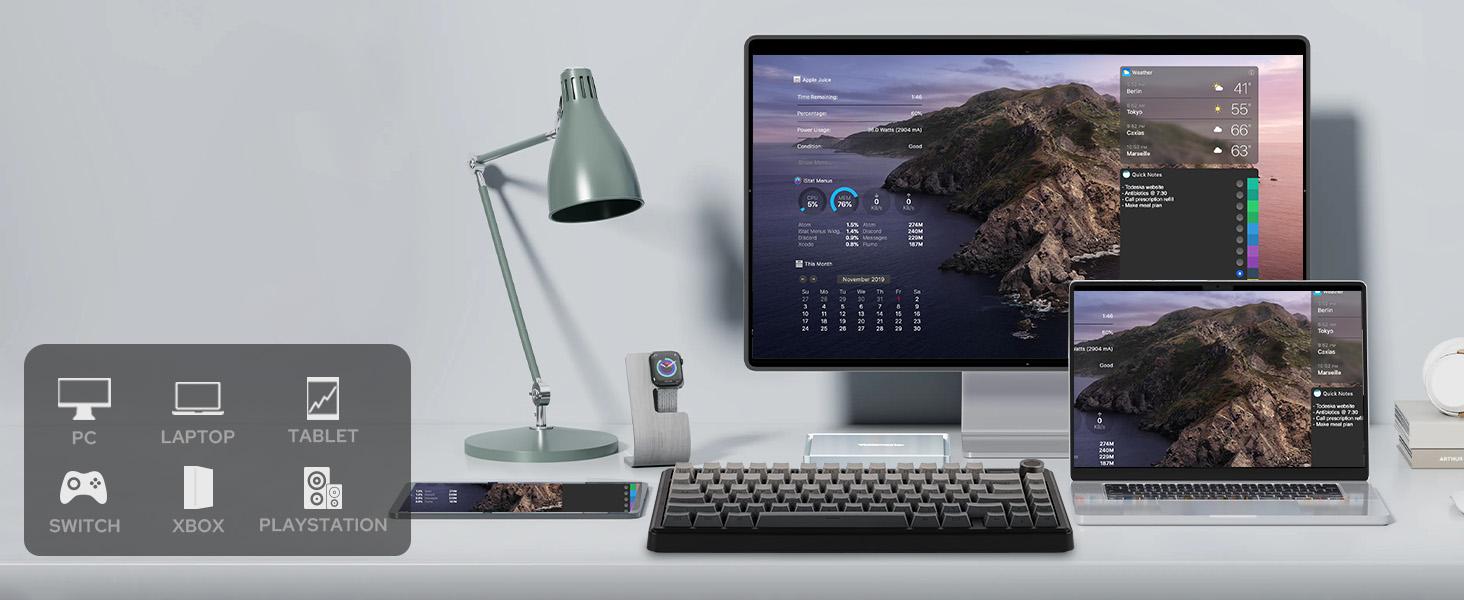 (NEW) Aula F75 MAX Wireless Mechanical Keyboard with TFT Screen and Knob, Gasket Gaming Keyboard in 75% Layout, Hot Swappable, RGB Backlight, for PC/Mac/Linux (Black Gradient)