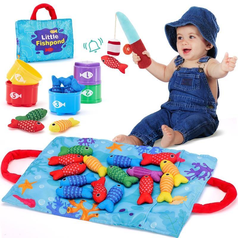 22-piece children's fishing set, Montessori-style fishing game, number counting and color sorting educational gift for boys and girls, suitable for holiday, Christmas and birthday gifts.